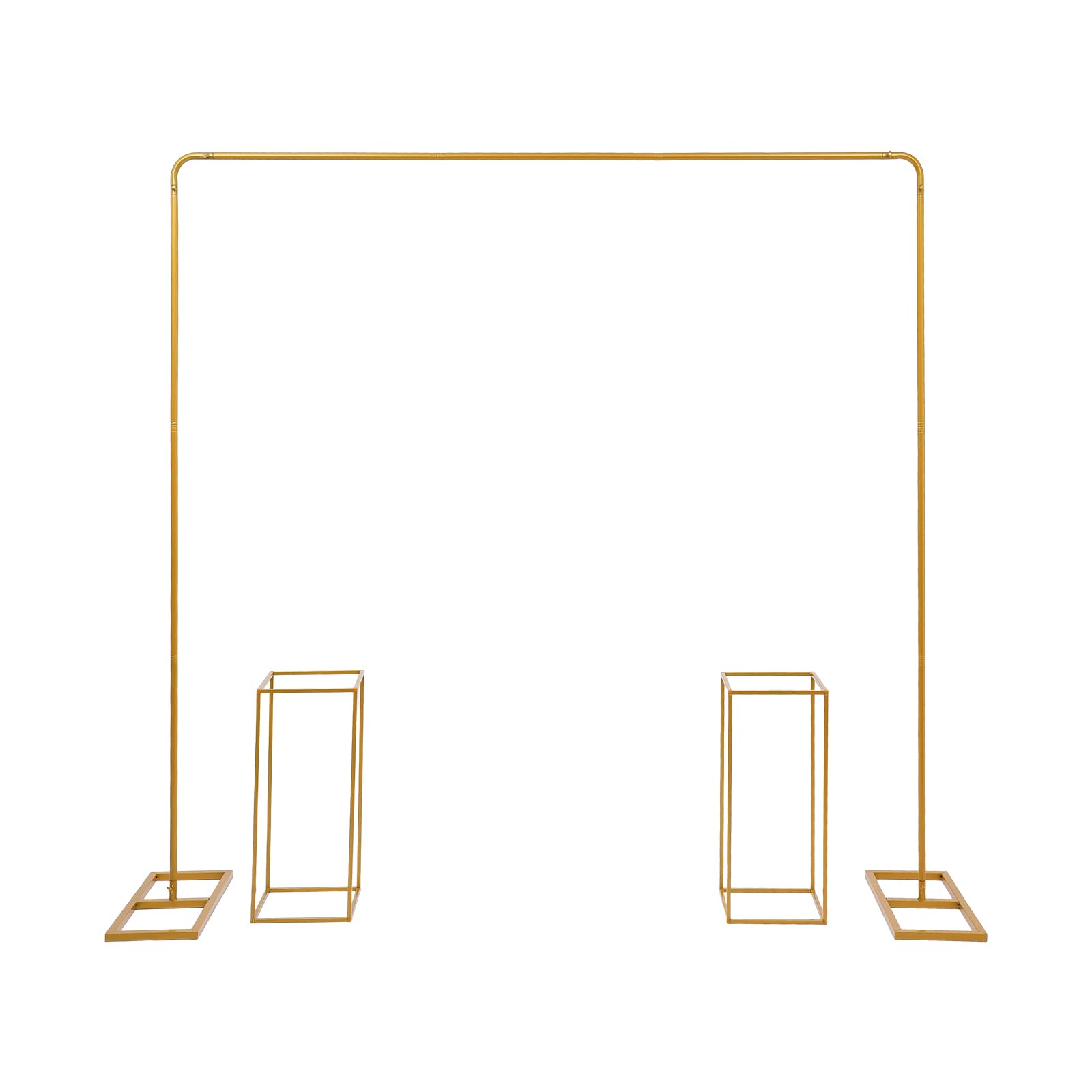 Lot de 2 supports d'arche de mariage en métal de 2 x 2 m, toile de fond et arche de ballons, avec 2 colonnes de support de fleurs, convient pour les mariages, les fêtes d'anniversaire, les banquets
