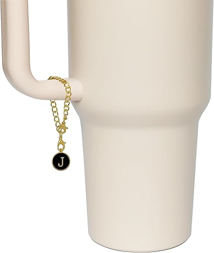 Miniatura 7 de 2 fundas de popote para copa Stanley de 30 y 40 onzas, 0.394 in con 2 dijes de letras personalizados, nombre de identificación, letra inicial,