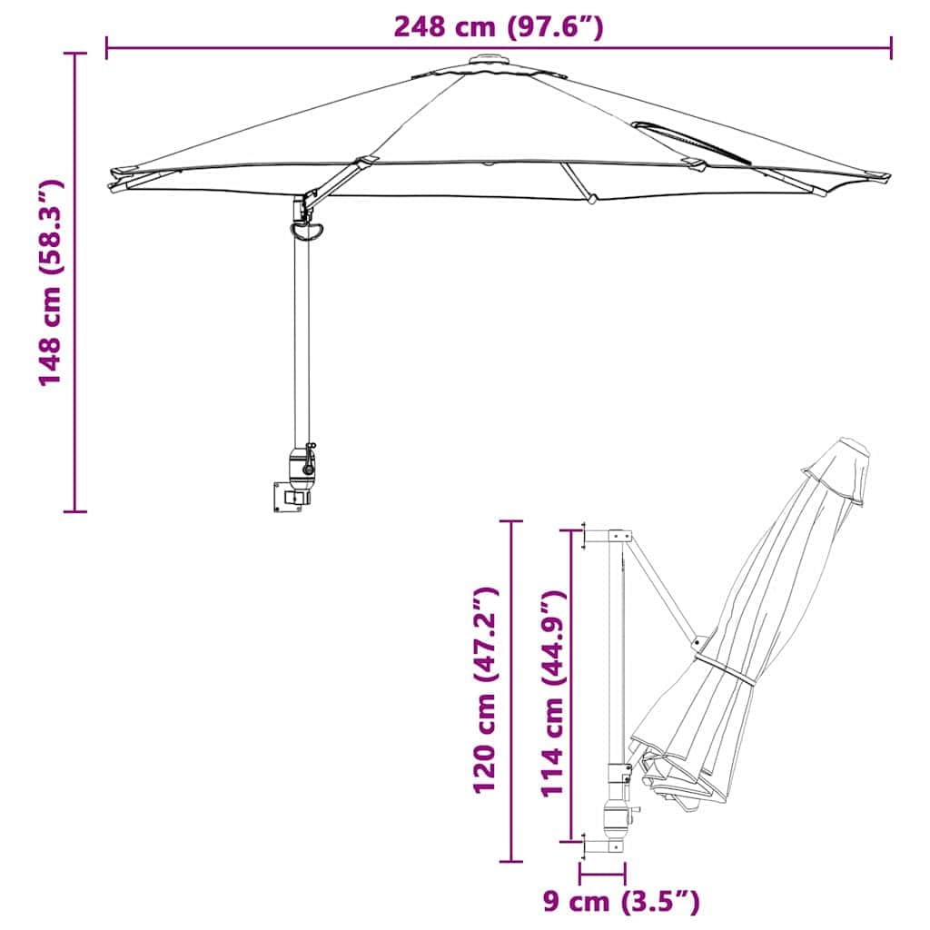 Parasol ogrodowy, piaskowy x poliester i stal, z funkcją przechylania, ochrona przed wiatrem, markiza boczna wysuwana, na taras, ochrona prywatności, balkon, ochrona przed słońcem, trwały