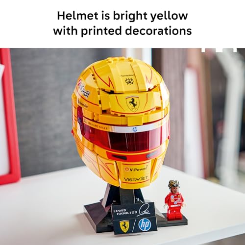 Image of LEGO Editions Scuderia Ferrari HP Lewis Hamilton Helmet - Building Set for Teens, Ages 14+ - Collectible F1 Display - Bedroom or Home Office Decor - Gift for Racing Fans - 43022