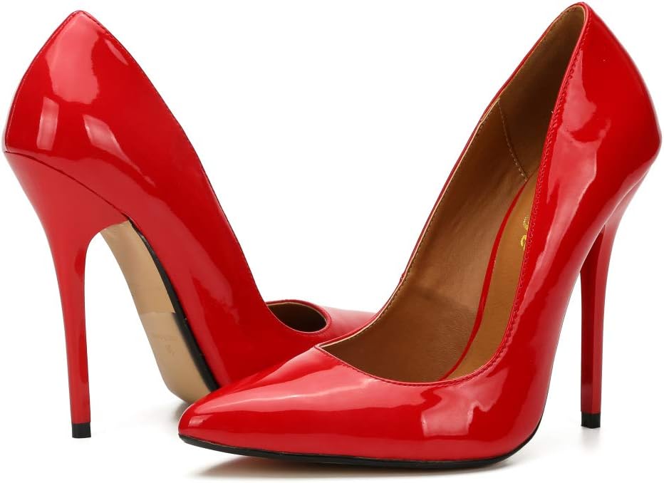 Enelauge Women's Stiletto Pointed Toe Slip On High Heel Zapatos Ladies Wedding Party Pumps Plus Size - Image 2