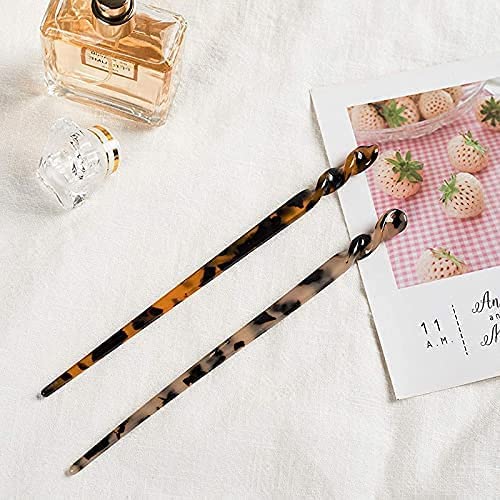 10 Pieces Acetate Hair Sticks Leopard Print Hair Pins, Tortoise Shell Hairpin Vintage Hair Chopsticks Retro Hairpins Disk, Hair Accessories For Women Girls (Classic) #TOP5
