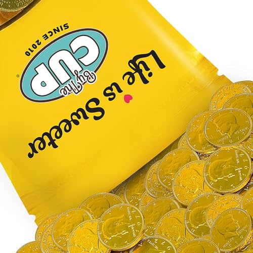 By The Cup Milk Chocolate Gold Coins 1 lb Bulk Bag (Approximately 60 Coins)