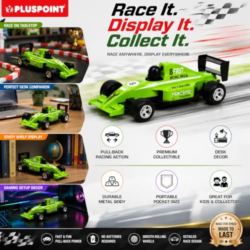 Image of PLUSPOINT F1 Racing Diecast Metal Car | Pull Back Formula Racing Car Model with Alloy Body | Mini Collectible High-Speed Racing Vehicle Toy for Kids Boys & Girls Age 3+