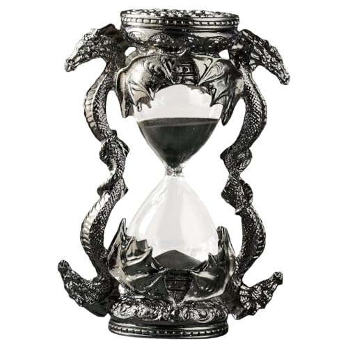 KINBENNOBLE Gothic Metal Dragon Hourglass Sand Timer 15 minutes Home and office decorative dragon statue Gunmetal Finish.