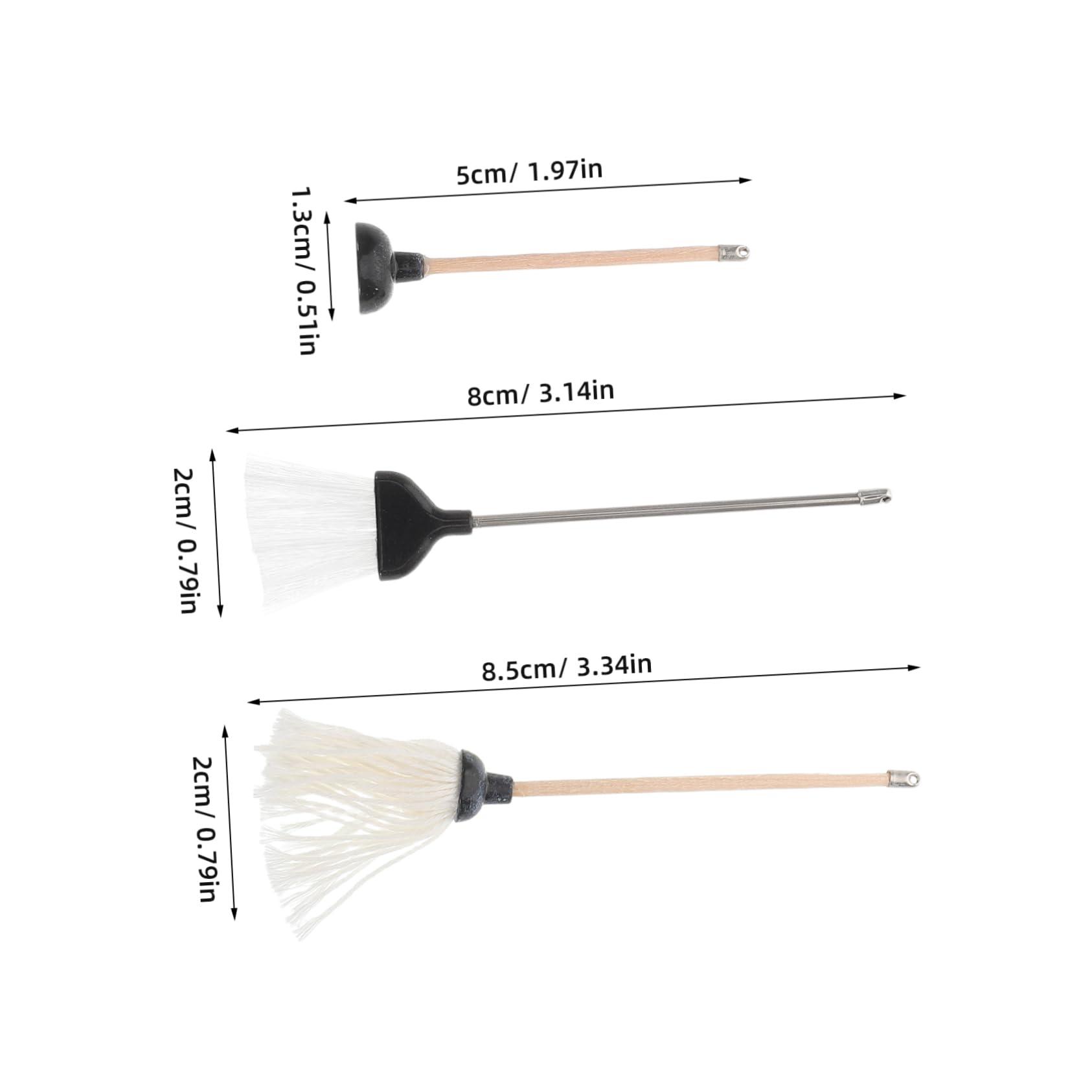 FELTECHELECTR 12-Piece Dollhouse Mini Cleaning Set Mop Broom Plunger Miniature Bathroom Accessories Kit for Dollhouse Decor