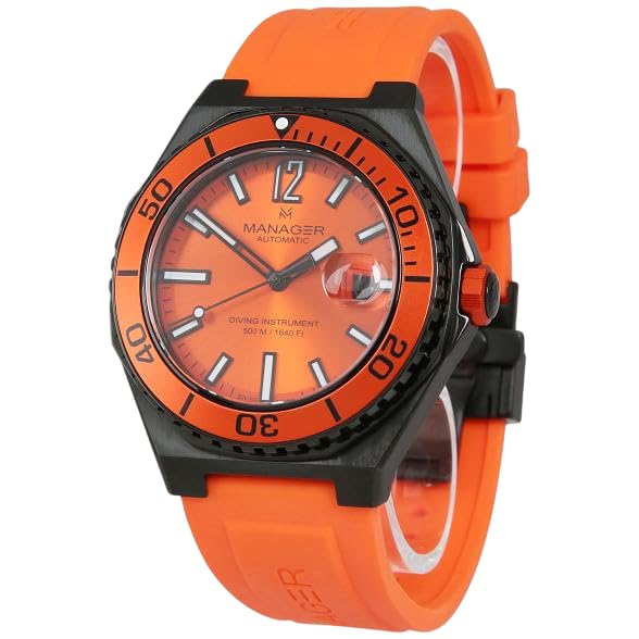 Generisch Herren Armbanduhr Taucheruhr Manager limitiert Edelstahl Automatikuhrwerk Saphirglas Armband orange UVP:1.999€
