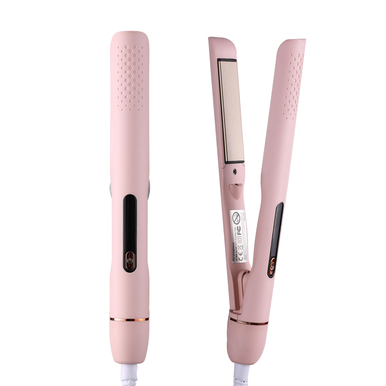 2-in-1 Hair Straightener & Curler Iron with LCD Display, 4 Temp Settings, 30s Fast Heat Up Hair Iron for Hard,Soft & Damaged Hair- Professional Styling Tools for Women (Pink)