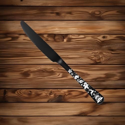 Image of Stainless Steel Flatware Cutlery, Mirror Polished Tableware Eating Utensils for Home Kitchen, Spoons Set Include Knife Fork Spoon & Dinner Knives (10 Pieces, Color : Black)