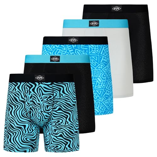 Billabong Mens Underwear 5 Pack Microfiber Performance Boxer Briefs for Men Blue Assortment
