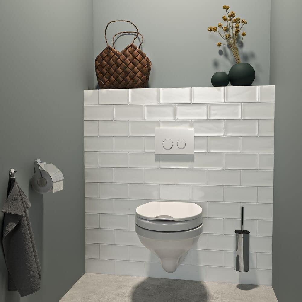 Tiger Toilettensitz Comfort Care, WC-Sitz mit 5 cm Sitzerhöhung und Absenkautomatik, verbesserter Sitzkomfort durch erhöhte Sitzfläche, Duroplast, Farbe: weiß, extra stabile Befestigung