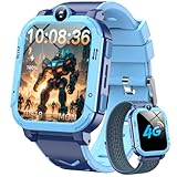 Blackview 4G Kids Smart Watch | GPS+LBS+Wi-Fi Tracker & SOS Function | 2-Way Video/Voice Chat/Calls/SMS | Sleep Monitor | Pedometer | Class Mode, Camera, Games | Birthday Gift for Boys Girls -2 Straps