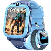 Blackview 4G Kids Smart Watch | GPS+LBS+Wi-Fi Tracker & SOS Function | 2-Way Video/Voice Chat/Calls/SMS | Sleep Monitor | Pedometer | Class Mode, Camera, Games | Birthday Gift for Boys Girls -2 Straps