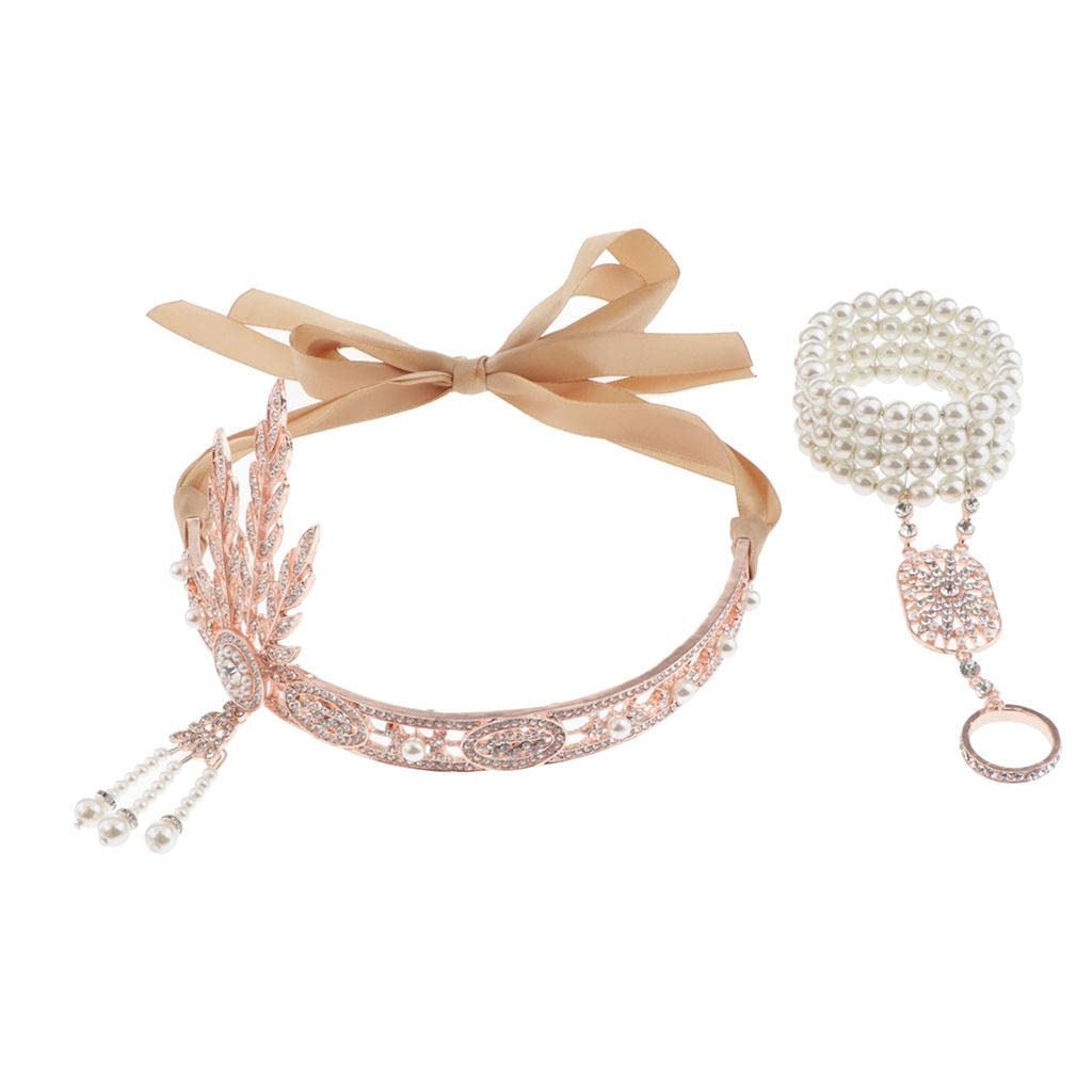 1920s Flapper Headband Crown Headdress Retro Style Hair Accessory Rose Gold-image-14