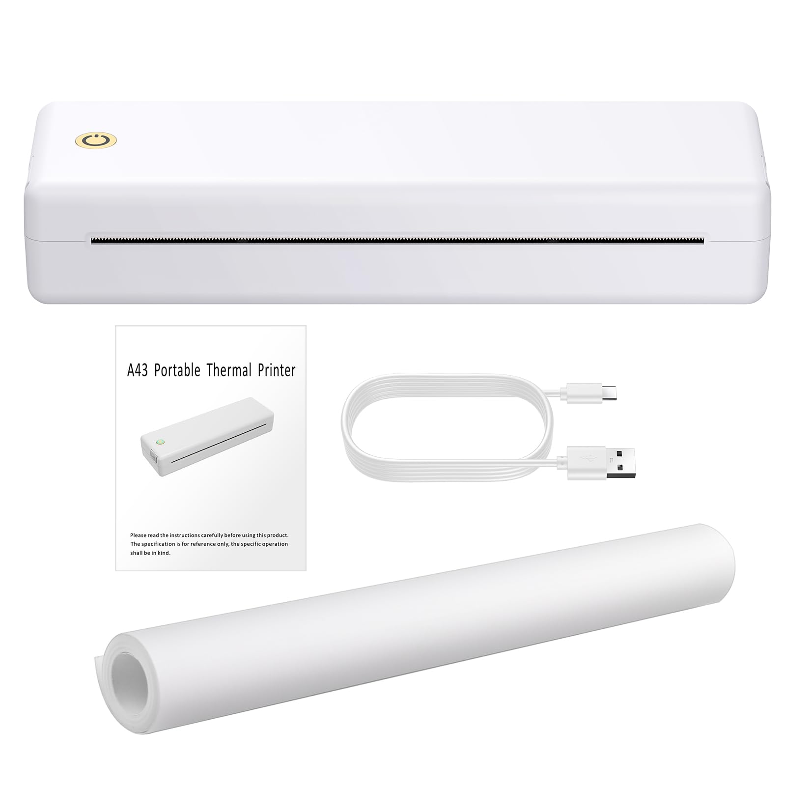 eSynic Imprimante Thermique Portable A4 Bluetooth USB Compatible iOS Android Windows MacOS
