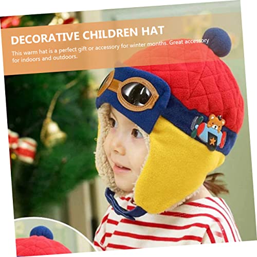Kids Pilot Hat 2Pcs Set Thickened Fleece Winter Hat Goggles for Boys and Girls Wear-Resistant and Portable Warm Headwear for Cold Weather Adventures2