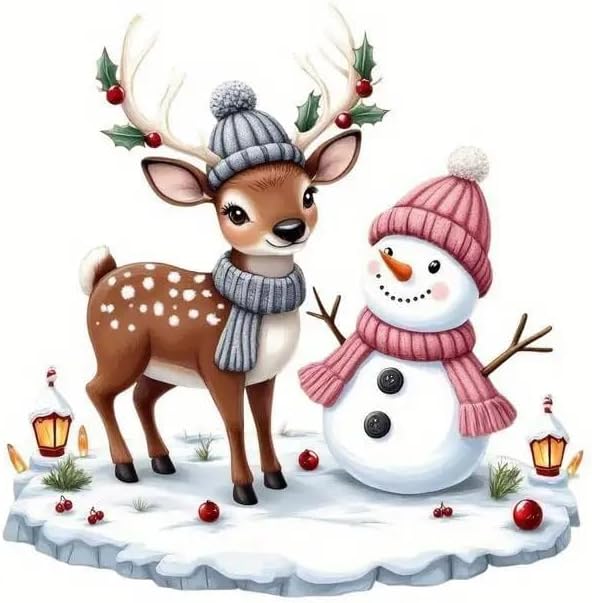 Snowman Reindeer Through Wall PVC Vinyl Car Decals Stickers Waterproof Self-Adhesive Decals for Cars, Laptops, Trucks, Motorcycles Wall Window Luggage Scratch Cover Door Decor Sticker