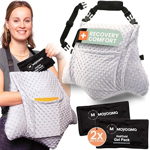 MOYOAMA 3 Pcs Hysterectomy Pillow Set - Incl 2 Gel Packs for Soothing Relief - Hysterectomy Recovery Must Haves After C Section Post Surgery Pillow Abdominal Surgery Recovery Pillow Hysterectomy Gifts