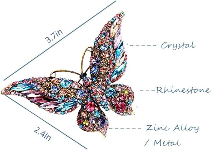 6 Pieces Rhinestone Butterfly Brooch Elegant Lapel Pins Dress Accessories Jewelry Gift For Women Girls Daily Decoration - Image 2