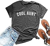 KNEYATTA Cool Aunt Shirt Women Cute Aunt Gifts Tee Shirt Short Sleeve Casual Tops (Gray, L)