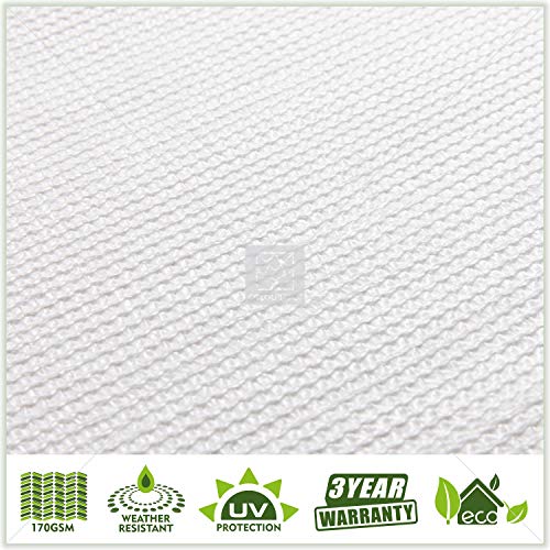 Colourtree 6' X 50' White Fence Privacy Screen Windscreen Cover Fabric Shade Tarp Netting Mesh Cloth - Commercial Grade 170 Gsm - Cable Zip Ties Included - We Make Custom Size #TOP4