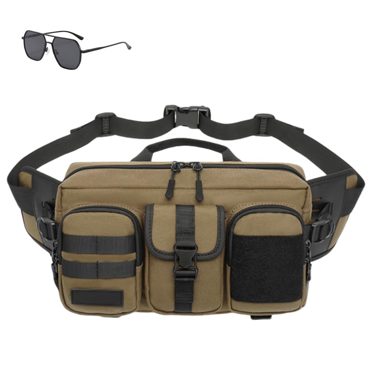 Tactical Fanny Pack for Men,Military Waist Bag with Adjustable Strap,for Hiking Climbing Fishing Cycling Hunting (Brown)
