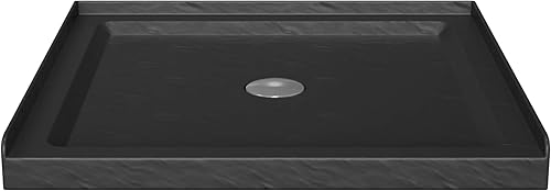 Goodyo Base de ducha de 36 x 36 pulgadas, base de ducha de 3.5 pulgadas de altura antideslizante de acrílico de un solo umbral, color negro pizarra