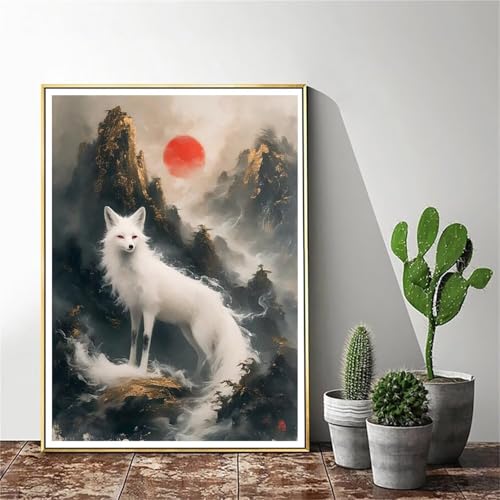 Peinture par Numéro Adulte pour s'évader avec un Grand Paysage Loup 90x120cm