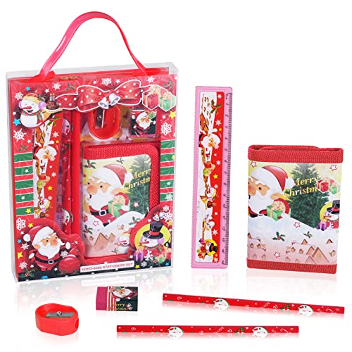 Vicloon Conjunto de papelaria para crianças, conjunto de papelaria de Natal, inclui papelaria e carteira de Natal, conjunto de papelaria em caixa, conjunto de papelaria de presente para crianças