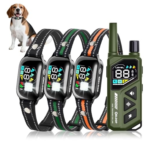 ELoop Shock Collar for Dogs 3300FT Dog Training Collar with Remote IPX7 Waterproof Rechargeable Training Collar with 3 Training Modes & Security Lock for 3 Dogs 5-120 lbs Small Medium Large