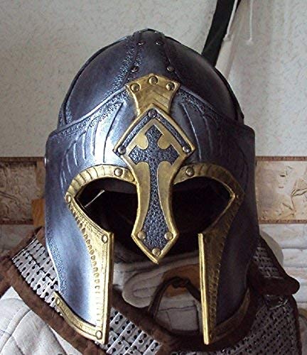 NauticalMart Medieval Brass Accient Metal Helm Silver