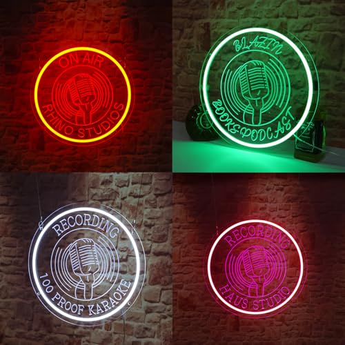 Image of Custom Recording Neon Sign, Live On Air Light Sign with Remote, Personalized Gifts for Men Women, 8-28 Inches Large Led Neon Light Up Signs, Music Studio Room Decorations