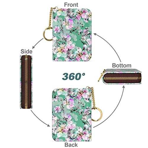 Image of Nipichsha Credit Card Holder, Small RFID Card Wallet for Women, Slim Leather Card Holder Wallet, Plum Flower, Small, Slim, Fashions