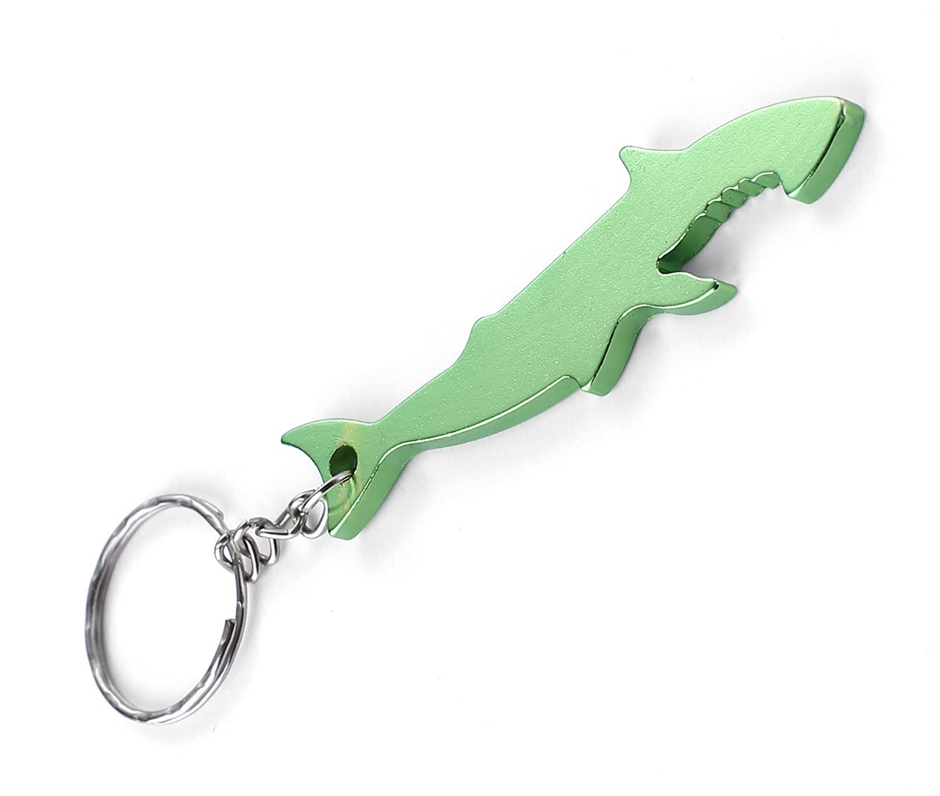 Komonee Shark Green Bottle Opener Key Chain Metal Sea Life Key Ring Novelty Animal Keychain Keyring