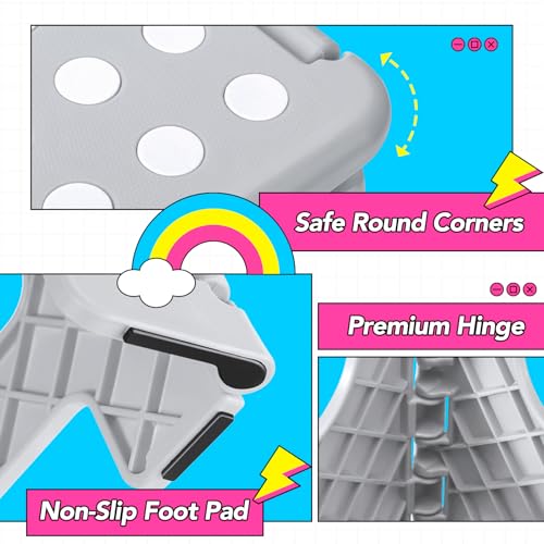 Image of Delxo Folding Step Stool, 11 inch Non-Slip Foldable Stools for Kids & Adults Up to 300 LBS, Step Stool with Handle, Lightweight for Kitchen, Bathroom, Bedroom, Garden, Grey, 1PC