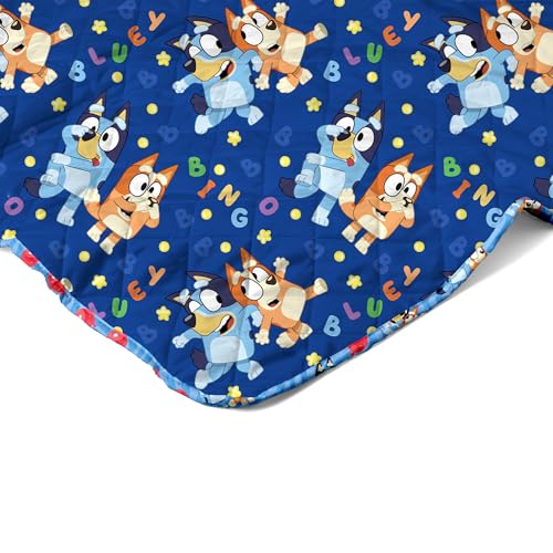 Image of Northwest Bluey Goofing Around Quilted Throw Blanket - Official Cartoon Throw Blanket Featuring Bluey, for Adults Boys Girls Bed, Couch, or Playroom, 60 x 80 Inches