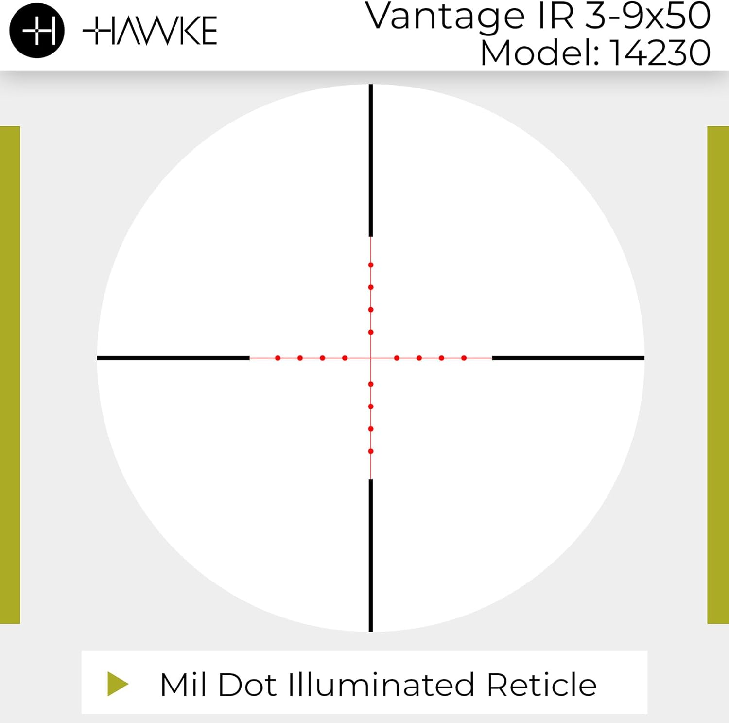 Hawke Vantage IR 3-9x50 Riflescope | Shockproof Waterproof Fogproof Hunting Scope w/Illuminated Reticle, Capped Low-Profile Turrets, 11 Layer Fully Multi-Coated Lenses & Fast Focus Eyebell