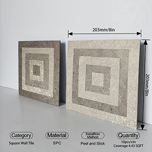 Colamo Luxury Peel And Stick Backsplash,Large Square Faux Stone Tile,Self Adhesive Waterproof 3D Wall Panel,Geometric Marble Mosaic,Stick On Accent Wall For Kitchen,Fireplace,Bathroom(10,Beige Brown) #TOP1