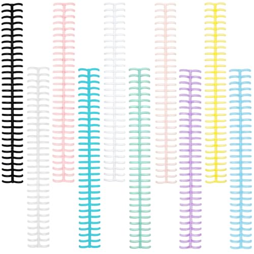 10 PCS Comb Binding Spines,30 Rings Click Plastic Spiral Binding Coils,Easy to Adding Pages for Binding Letter Size,A4,DIY Notebook for Student, 1/3 inch Diameter,Multi-Color, Binds Up to 25 Sheets