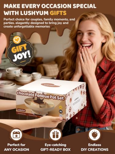 Image of Electric Chocolate Fondue Set, 4-Cup Chocolate, Rotating Tray | Melt & Warm Modes, Dual Silicone Inserts, 6 Color-Coded Forks, Easy-Clean, Ideal for Candy Melts, Movie Night, Game Night