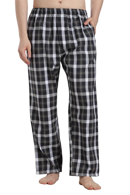 Men's Cotton Pyjama Pants Regular Fit Checkered Lounge Pants for Men with Side Pockets Drawstring Waist Night Pants Sleepwear Pajama Bottoms for Men-image-26