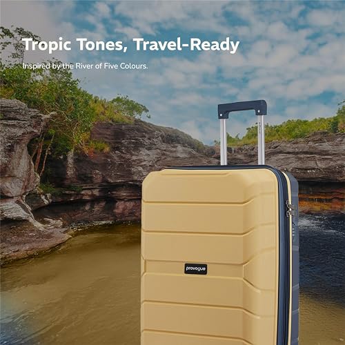 Image of Provogue Cascade Hard-Sided PP Trolley Bag Set of 3 | Expandable Space with 8 Wheels Trolley Bags for Travel | Lightweight with Combination Lock | 5 Year Warranty (Golden Yellow /Blue Berry)