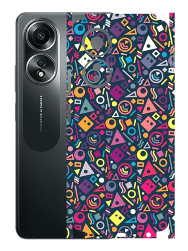Image of AtOdds - Compatible for Oppo A58 (4G) Mobile Back Skin Sticker - Lamination - Wrap (Coverage - Back+Camera+Sides) (Design - Shapes Graffiti)