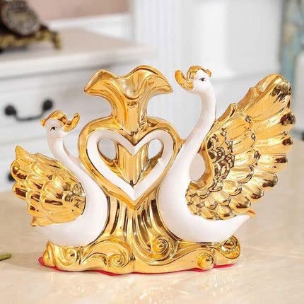 Txukk Swan Vase Home Accessories Handicraft Wedding Living Room Wine Cabinet Desktop Flower Ceramic Vase (Color : A, Size : One Size) #TOP4