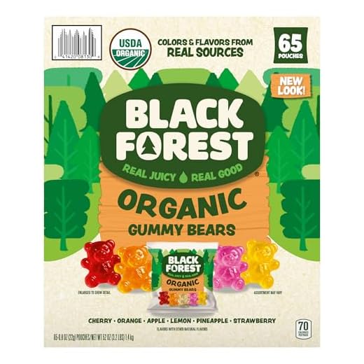 Black Forest Organic Gummy Bears Candy, 0.8 Ounce Pouches, 65 Count