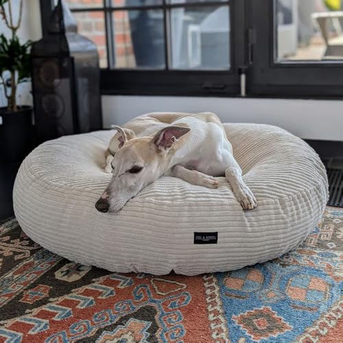 EDEL&SCHNELL Hundebett Wechselbezug in hellem Beige, Ersatzbezug für runde Hundebetten 65 cm, Bezug aus weichem Baumwoll-Cord-Stoff