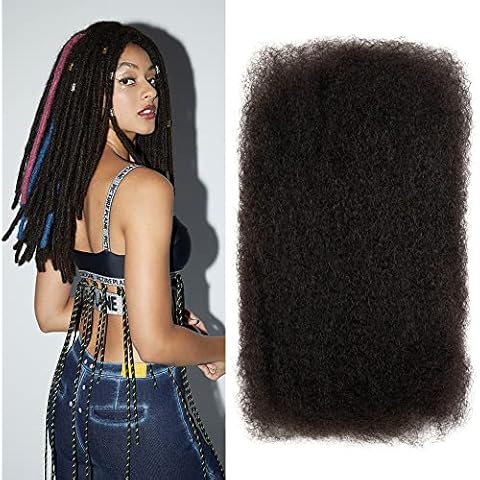 FASHION IDOL Afro Kinkys Bulk Human Hair for Dreadlock Extensions Loc Repair Braiding Twist Tight Afro Kinky Human Hair for Loc 1 Pack 50 Gram Natural Black 10 Inches 1.8 Oz Cover
