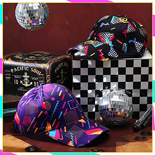 Xtinmee 4 Pcs 80S 90S Vintage Baseball Caps 3D Print Funny Trucker Hats Retro Hats For Men Women Adjustable Unisex Caps For Beach Disco Party, Multi Color #TOP6
