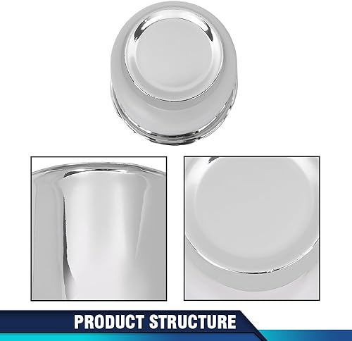 Miniatura 4 de PIT66 4 tapas centrales de rueda cromadas para llantas de remolque de 3 14 pulgadas, 3.25 pulgadas, orificio central, rayado ligero
