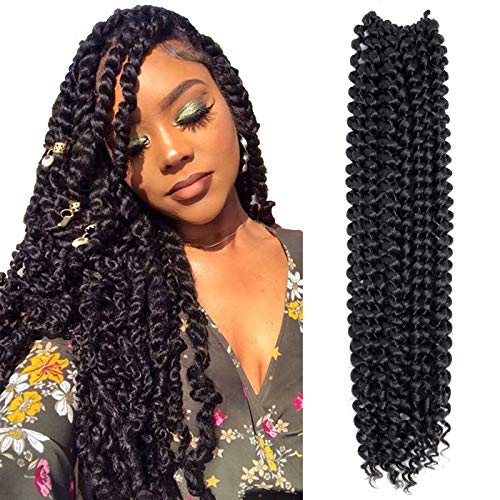 Passion Twist Hair 6 packs 18 inch Water Wave Crochet Braiding Hair Long Bohemian Braids for Passion Twist Crochet Hair Synthetic Natural Hair Extensions Crochet Braids (1B#)